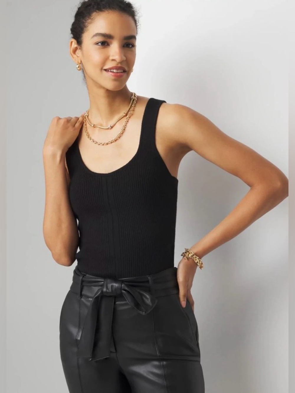 White House Black Market teal Ribbed Scoop Neck knit Tank size medium